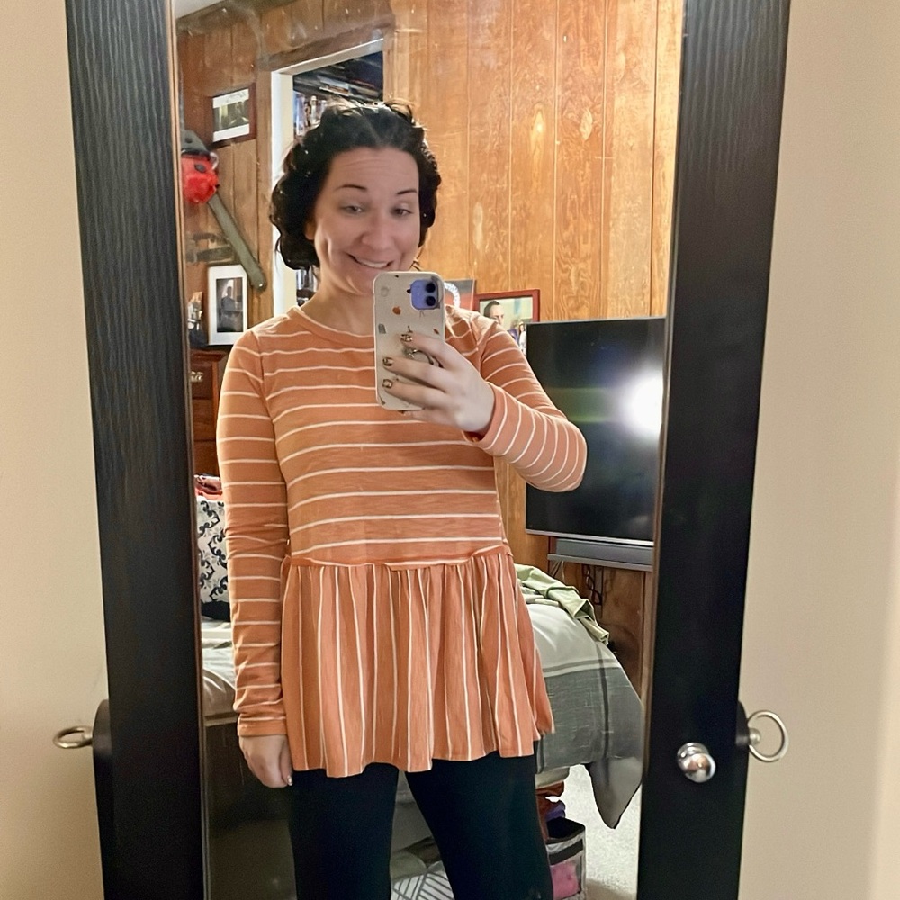 Perfect Peach Orange stripped top
